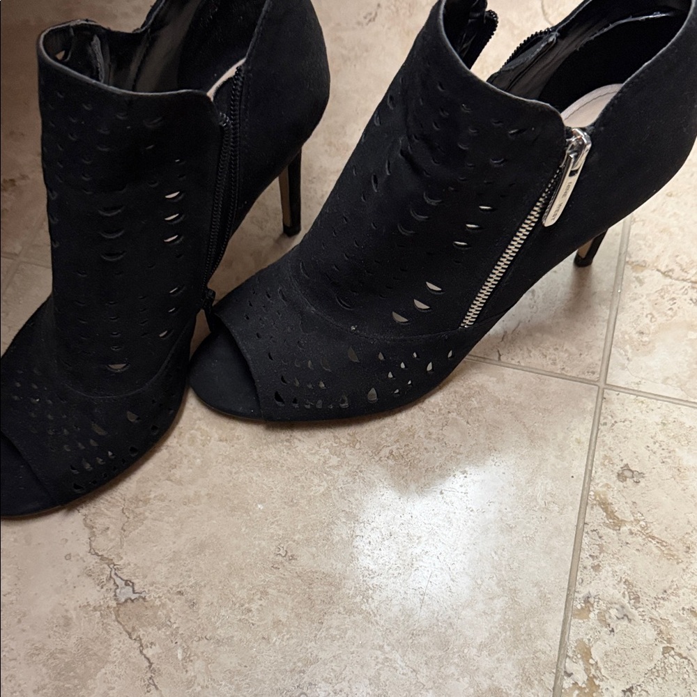 Nine West Black Peep-Toe Heeled Boots